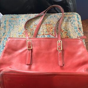 Red leather vintage Coach bag. Made in the US.